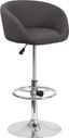 Charcoal Fabric Swivel Adjustable Barstool with Chrome Base