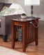 Walnut Wood Chair Side Table with Charging Station