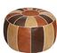 Handmade Moroccan Round Faux Leather Pouf in Multicolor