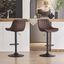 Adjustable Brown Faux Leather Swivel Bar Stools with Metal Base