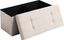 Beige Tufted Linen Foldable Storage Ottoman Bench