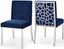 Opal Navy Velvet Upholstered Dining Chair with Metal Base