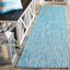 Aqua Blue Synthetic Stain-Resistant Indoor/Outdoor Runner Rug