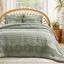 Sage Green Microfiber King Boho Comforter Set with Pom-Pom Accents