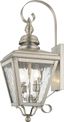 Brushed Nickel Outdoor Wall Lantern with Clear Glass