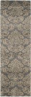 Elegant Grey Beige Floral Shag Runner Rug, 2'3" x 7', Easy Care