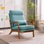 Teal Linen Mid-Century Modern Armchair with Pillow and Wood Frame