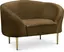 Elegant Brown Velvet Barrel Chair with Gold Metal Legs