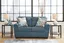 Cashton Contemporary Blue Fabric Loveseat with Removable Cushions