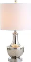 Silver Glass Teardrop Table Lamp with Linen Shade