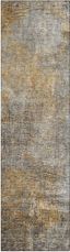 Gray and Gold Flat Woven Synthetic Runner Rug