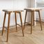 Brown Wood and Metal Backless Saddle Counter Stools, Set of 2