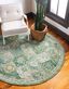 Elegant Geometric Green Round Synthetic Rug - 3'3"