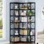 Black 7-Tier Adjustable Corner Bookshelf with Metal Frame