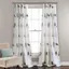 Whimsical Blue and Gray Bird Print Light Filtering Curtains, 52" x 84"