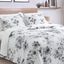 Full White and Gray Microfiber Floral Quilt Set