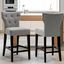 Gray Fabric Button Tufted Counter Height Bar Stools, Set of 2