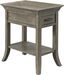 Smoke Gray Wash Wood Side Table with Drawer and Shelf