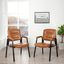 Caramel Faux Leather Office Guest Chairs with Metal Frame, Set of 2