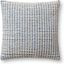 Ivory and Blue Modern Cotton Polyester Square Throw Pillow