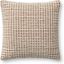 Ivory Grid Textured Orange Cotton Polyester Square Pillow 18''