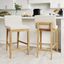 Gracie Light Brown and White Upholstered Counter Stools, Set of 2