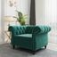 Green Velvet Chesterfield Accent Chair with Nailhead Trim