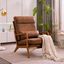 Brown Bronzing Cloth and Oak Wood Mid-Century Modern Armchair