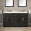 Bailey 60'' Matte Black Wood Double Sink Vanity with White Quartz Top