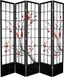 83.5" Black Cherry Blossom Shoji Room Divider with 5 Panels