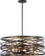 Vortic Flow 6-Light Contemporary Pendant in Dark Bronze with Mosaic Gold