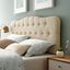 Beige Tufted Upholstered Queen Fabric Headboard