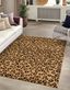 Savannah Collection Light Brown Leopard Print Area Rug