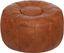 Light Brown Faux Leather Round Moroccan Pouf