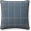 Blue Slate Cotton Windowpane Check 18'' x 18'' Pillow Cover