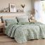 Sage Green Floral Cotton King Quilt Set