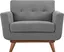 Expectation Gray Plush Upholstered Accent Chair with Cherry Wood Legs