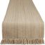 Taupe Cotton Fringe Table Runner, 13x72 Inches