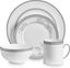 Elegant White and Platinum Porcelain 4-Piece Dinnerware Set