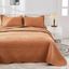 Oversized Orange Cotton Queen Bedspread Set with Quilted Pattern