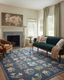 Navy Floral Wool and Synthetic 5' x 7' Area Rug