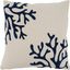 Ivory and Navy Coral Design 18" Square Cotton Throw Pillow