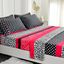 Full Pink and Black Patchwork Microfiber Bedding Set