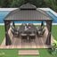 12' x 12' Grey Aluminum and Steel Hardtop Gazebo with Curtains