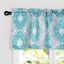 Adrianne Teal Blue Damask Floral Rod Pocket Valance