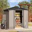 Gray and Brown Metal Outdoor Storage Shed with Lockable Door