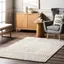 Ivory High-Low Striped Wool and Cotton Rug, 3x5