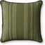 Moss Green and Ivory Striped Cotton Throw Pillow