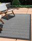 Gray and Black Striped Synthetic Outdoor Area Rug