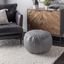 Gray Round Faux Leather Moroccan Ottoman Pouf